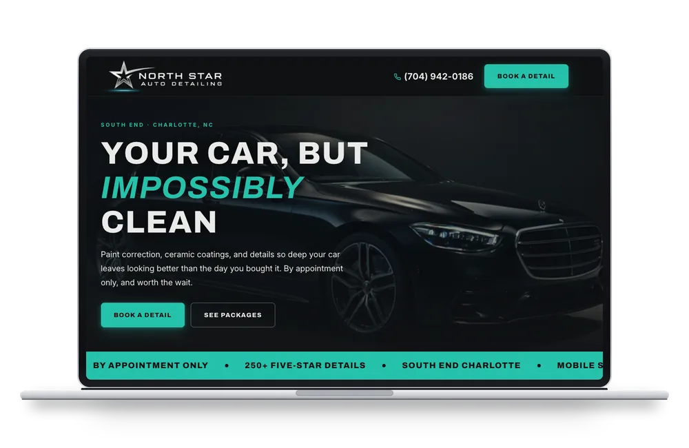 Auto Detailing template shown on a laptop