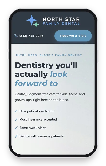 Dental template shown on a phone